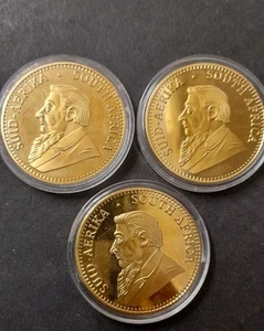 2x 1967 One 1978 Gold Plated 1oz 24K Krügerrand Coin South Africa - Bild 1 von 6