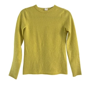 J. Suéter Crew Mujer Amarillo 100% Cachemira Cuello Redondo Manga Larga Talla S - Imagen 1 de 5