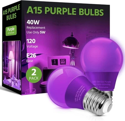 LED Purple Light Bulb, 40W Equivalent A15 E26 Medium Base  - Image 1 of 4