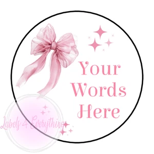 Personalised Pink Bow Stars Girl Baby Shower Party Stickers Sweet Cone Hen D2 - Picture 1 of 1