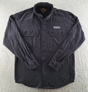 Harley Davidson camicia uomo media nera ricamata bottoni nylon manica lunga - Foto 1 di 11