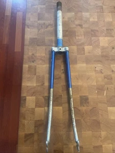 Vintage PEUGEOT 1" Threaded Fork • Blue • about 270mm (32mm threaded).     (NJ) - Picture 1 of 13