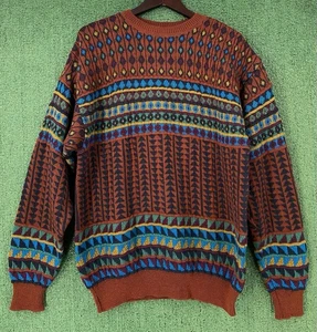 VTG 90’s Pendleton LOBO 100% Wool Colorful Patterned Textured Knit Sweater Large - Picture 1 of 7