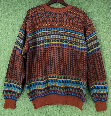 VTG 90’s Pendleton LOBO 100% Wool Colorful Patterned Textured Knit Sweater Large - Image 1 of 4