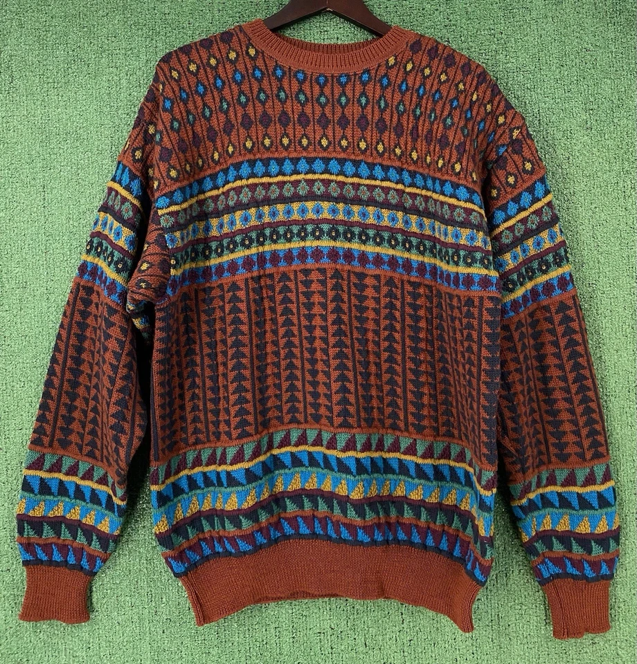 VTG 90’s Pendleton LOBO 100% Wool Colorful Patterned Textured Knit Sweater Large - Image 1 of 4