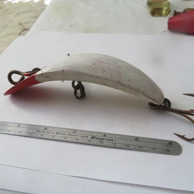 SEÑUELO DE PESCA HELIN 6" VINTAGE TIPO T-60 PEZ PLANO PELIRROJO Y BLANCO Foto 1 de 4