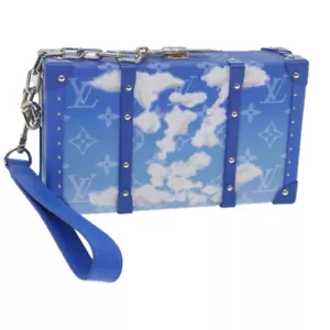 LOUIS VUITTON Monogram Clouds Wallet Trunk Clutch Bag Blue M20403 LV Auth 61941S - Picture 1 of 23