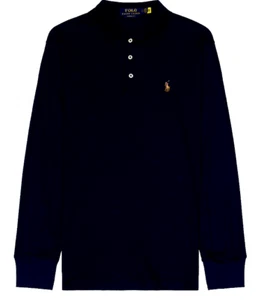 Polo Ralph Lauren Long Sleeve Soft Touch Polo Shirt, Black, 3LT - Picture 1 of 3
