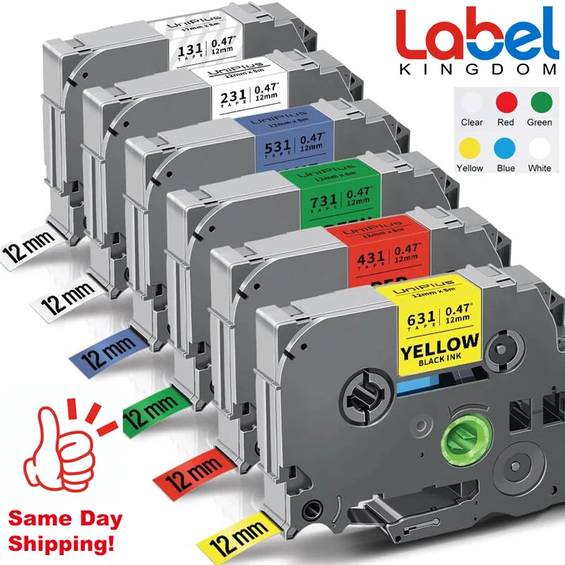 Brother PT-10 Label Maker Tape - 3/8" Black On White TC Tapes, 25-Foot Length