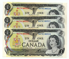 Bank of Canada 1973 $1 One Dollar Lot of 3 Consecutive Notes Crow-Bouey UNC