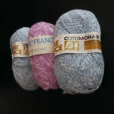3 pelotes fil tricot coton mohair floconneuse Bergère de France 50 g N5469 - Photo 1/4