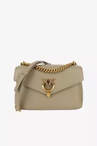 Pinko Damen Tasche Grau Leder Crossbody Bag Ledertasche Mittel - Bild 1 von 5