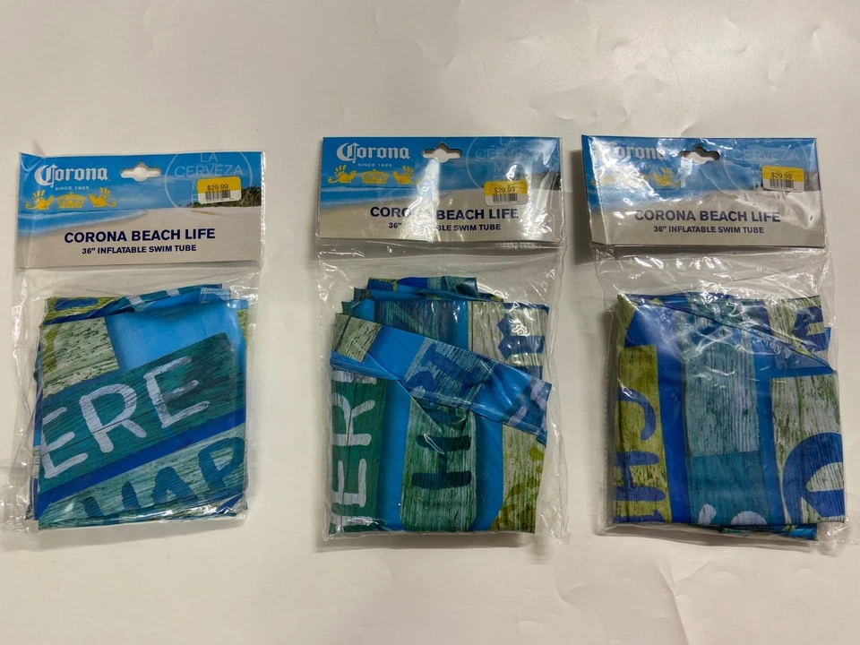 *Nuevo Lote de 3* Corona Beach Life 36" Tubo de Natación Inflable Piscina de Agua Tubo Flotador Foto 1 de 3