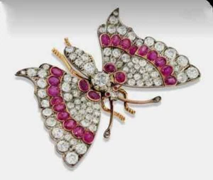 4 Ct Oval Cut Lab-Created Pink Ruby Butterfly Brooch Pin 14K Yellow Gold Plated - Picture 1 of 5