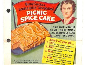 Betty Crocker Picnic Spice Cake + More Recipe Sheet Supplement 1948 - Picture 1 of 4