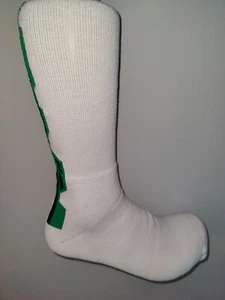 NBA Logo Long White Green Stripe Basketball Crew Socks Large - Picture 1 of 2