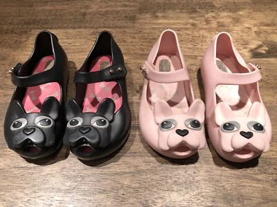 Mini Melissa Lote de 2 Rosa Negro Frenchie Perro Bulldog Niño Niña 7 Foto 1 de 4