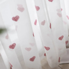 Cartoon Sweet Pink Heart Tulle Sheer Curtains Blue Embroidered Room Mesh Window