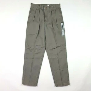 VTG 90s Duck Head Pleated Boy's Size 10 Gray Khaki Tapered Regular Retro Pants - Picture 1 of 9