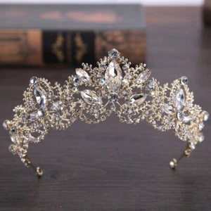 Gold Schwarz Kristall Braut Hochzeit Diadem Krone Swarovski Kristall Krone - Bild 1 von 4