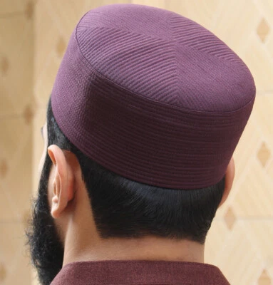 Turbante islámico premium para hombre Kufi - granate Foto 1 de 2