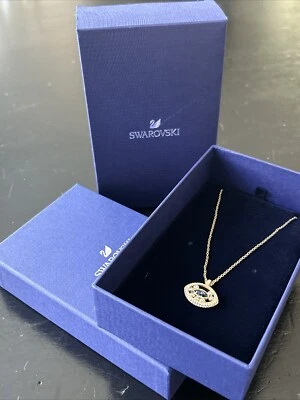 Gargantilha de colar curto Swarovski nova na caixa corrente de ouro cristal azul olho mau Hamsa - Imagem 1 de 4