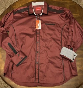 Camisa de vestir Lamasini para hombre 3xl granate manga larga abotonada hecha en Turquía nueva con etiquetas - Imagen 1 de 16