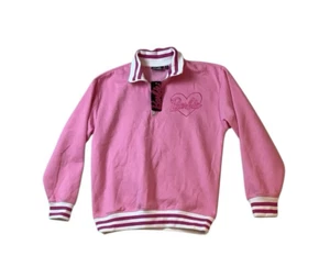 NWT Women's Barbie Pink/White 1/4 Zip Pullover Sweatshirt Track Size Medium - Picture 1 of 9