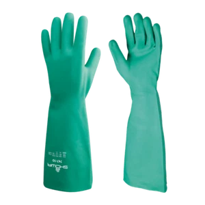 Guantes SHOWA 747 resistentes al aceite químico guantelete de nitrilo protección de seguridad en el trabajo - Imagen 1 de 4