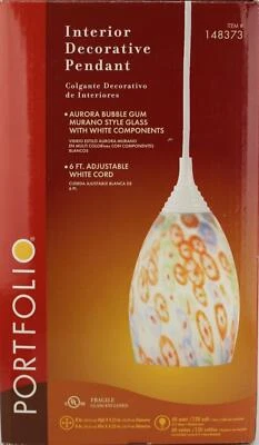 NUEVO PORTAFOLIO COLGANTE LUZ GOMA AURORA 2852 goma de mascar cristal de Murano blanco Foto 1 de 4