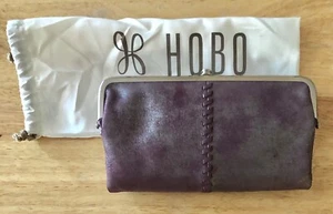 Neu mit Etikett Damen Hobo Leder Doppelrahmen Clutch Geldbörse, Lauren, Pflaume Graphit - Bild 1 von 7