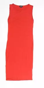 Topshop Womens Red Viscose Bodycon Size 10 Boat Neck Pullover - Picture 1 of 10