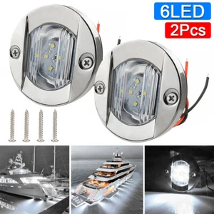 2X White Round 3" Marine Boat LED Stern Transom Lights Cabin Deck Courtesy Light - Picture 1 of 12