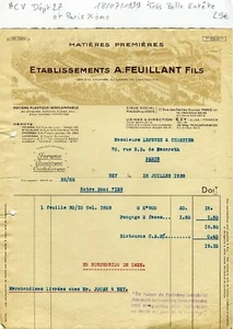 Dépt 27 & 75 - Ezy - Très Belle Entête Secteur du Plastique du 18/07/1939 - Bild 1 von 1