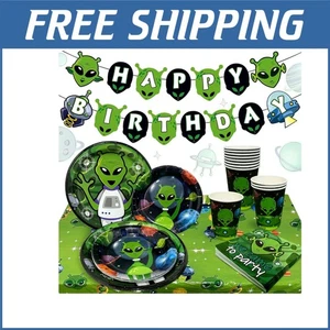 Fun Alien Party Supplies - Complete 46-Piece Set for Space-Themed Birthdays - Picture 1 of 9