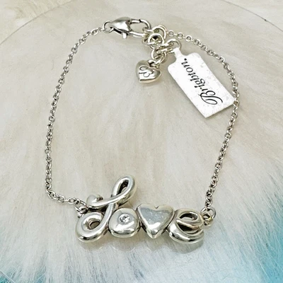 NUEVO Brazalete Brighton Love Letters Script Cristal Placa Plata Nuevo con Etiquetas Foto 1 de 4