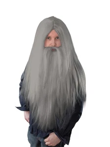 Halloween Wizard Costume Set Long Grey Beard Wig for Fancy Dress Theatre Cosplay - Picture 1 of 1
