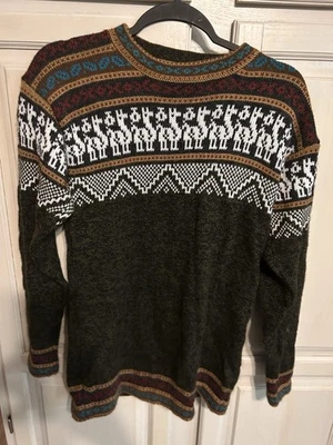 Unbranded Sweater Unisex Sz Med? Gray Stripe Alpaca Funnel Neck Wool VEG - Image 1 of 4