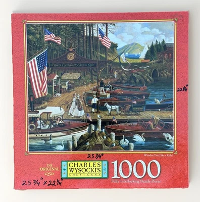 Quebra-cabeça americano Milton Bradley Charles Wysocki 1000 peças “Wooden You Like A Ride” - Imagem 1 de 3