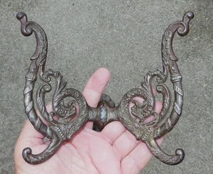 Vtg. or Antique Ornate Serpent Wall Mount Hat, Coat Rack 2 Hook - Picture 1 of 9