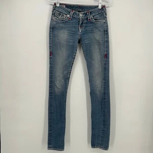 True Religion Jeans Damen 25 Blau Julie Super T Stitch Pattentasche Denim - Bild 1 von 7