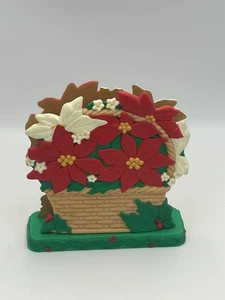 Vintage Weihnachtsblüten Weihnachtsstern Serviette / Weihnachtskartenhalter Avon - Bild 1 von 17