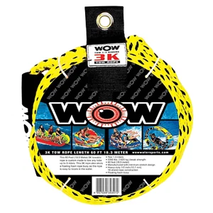 WOW Watersports 3K 60 Ft Tow Rope, Durable and Strong w Floating Foam Handle - Picture 1 of 3
