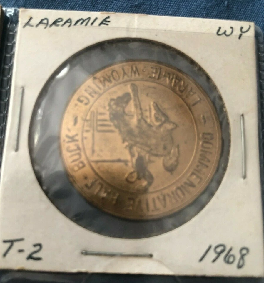 Laramie, Wyoming Centennial Commemorative Half Buck, 1968 GOOD CONDITION - Image 1 of 2