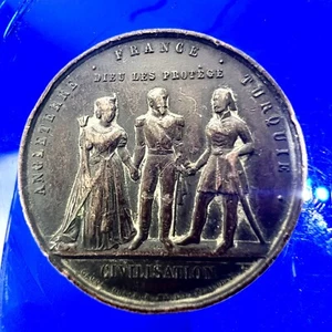 Medaille Allianz Krim Frankreich England Türkei Napoleon 3 Victoria 19. Jh. 1854 - Bild 1 von 2