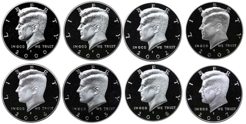 2000-2007 S Complete Set Kennedy Half Dollars Gem Proof Run 8 Coins US Mint Cover