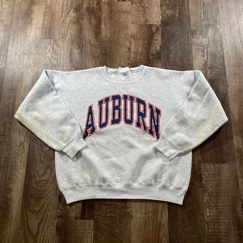 Vintage Auburn Tigers Sweatshirt Mens Large White Blue Football 90s USA Stained* Cover