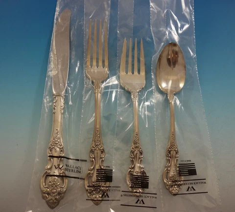Grand Victorian by Wallace Sterling Silver Flatware Service for 12 Set 48 Pc New Cover
