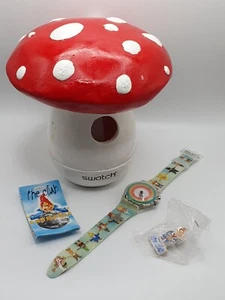 RELOJ SWATCH GNOMANIA VINTAGE CON EXHIBICIÓN DE SETAS, INSIGNIA Y FOLLETO - Imagen 1 de 11
