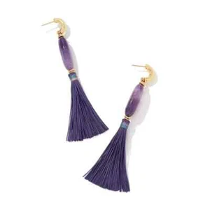 KENDRA SCOTT Amethyst Purple Insley Gold Statement Drop Earrings. Retail $98 - Picture 1 of 7